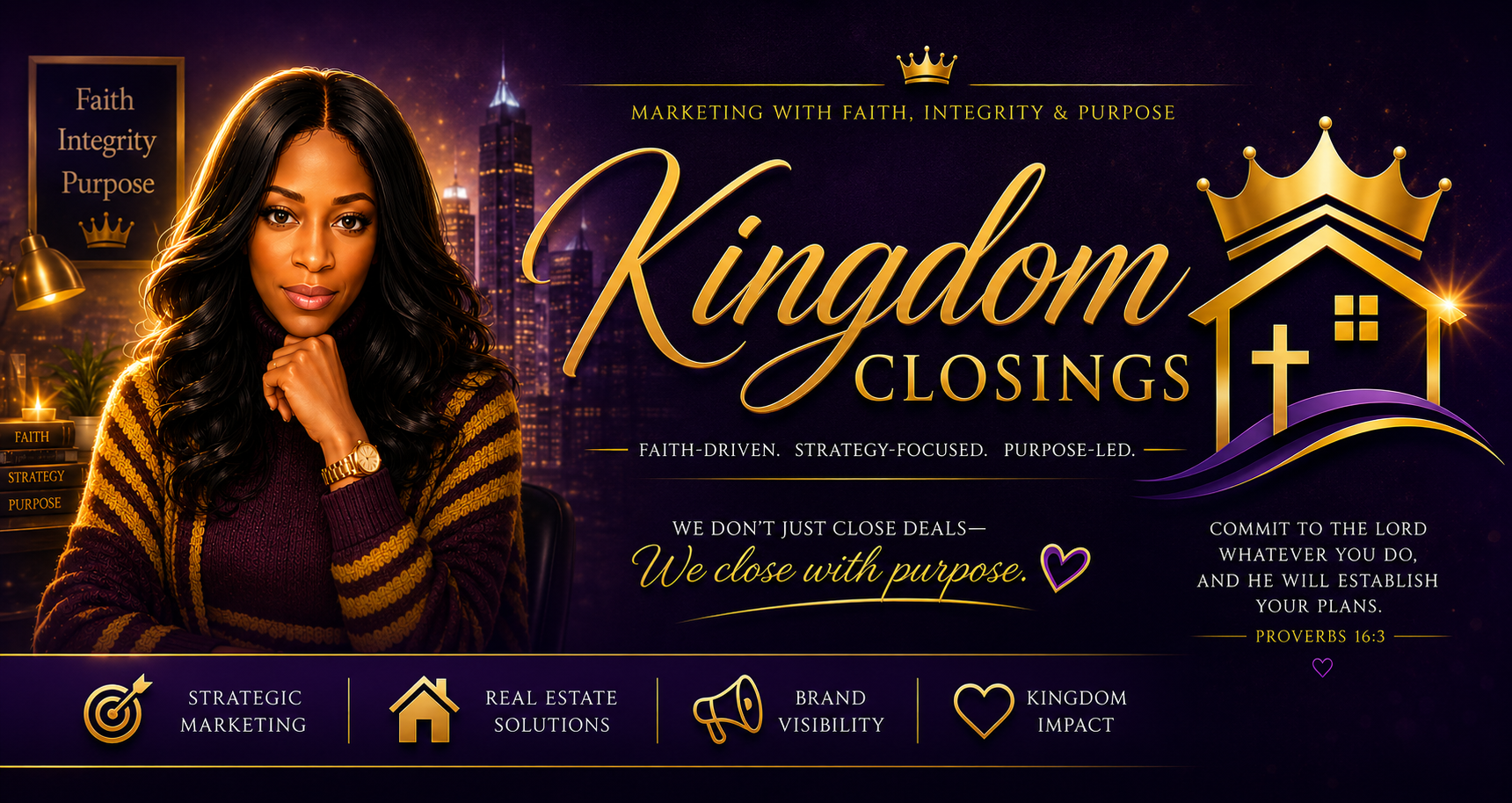 Kingdom Closings™ — Faith-Driven. Strategy-Focused. Purpose-Led. Marketing platform for Christian Realtors founded by Kelly Janine Joyner.